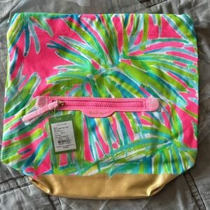Lilly Pulitzer Pink Palm Print Kids Canvas Backpack with Gold Base